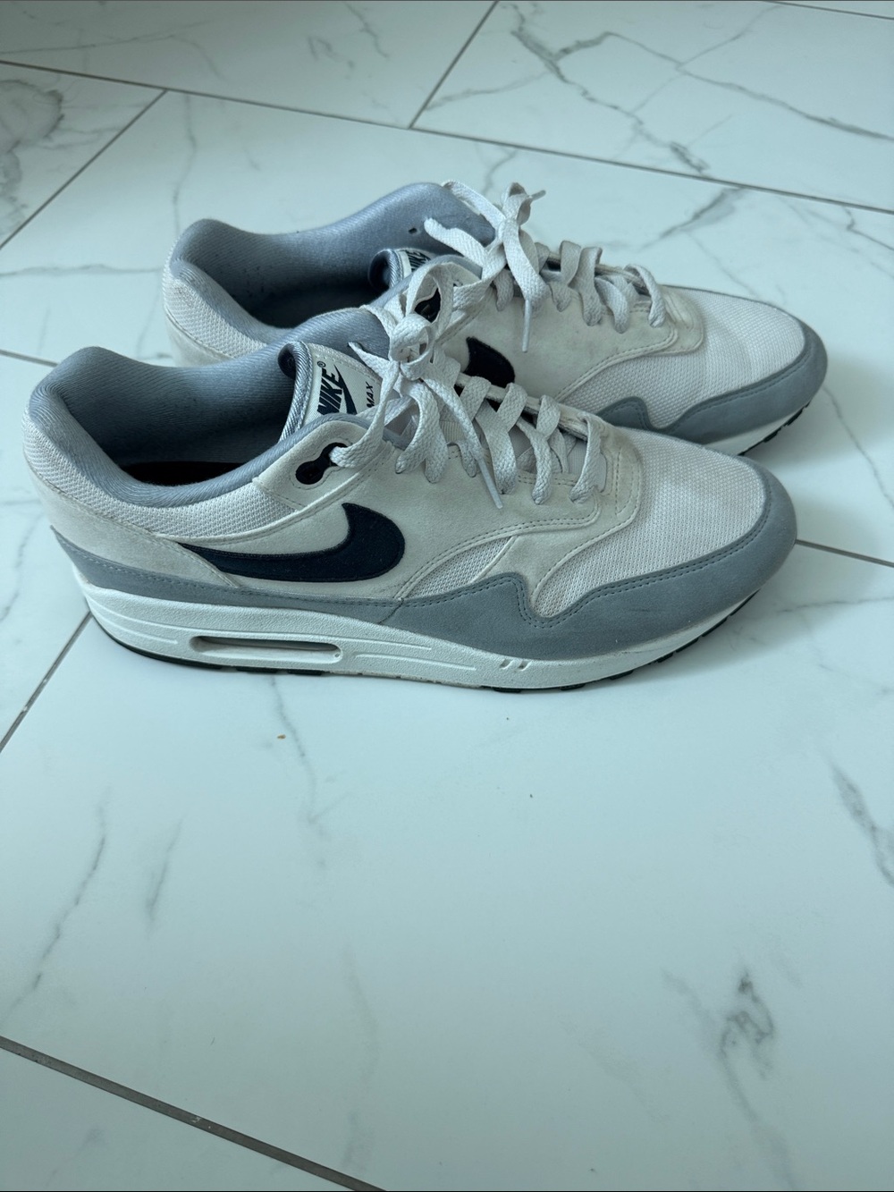 Men’s Nike Air Max 1 "Platinum Tint / Dark Obsidian", size 11.5